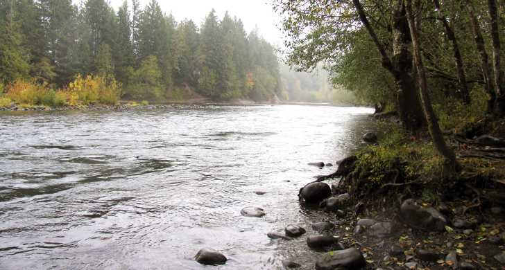 The Clackamas River in Oregon. 