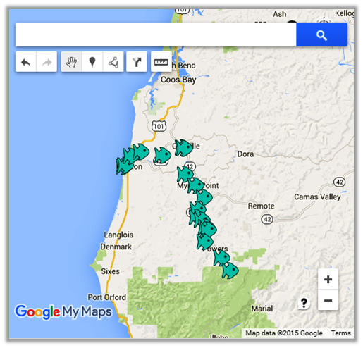 Coquille River Map - The Lunkers Guide