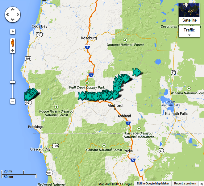 Rogue River Map - The Lunkers Guide