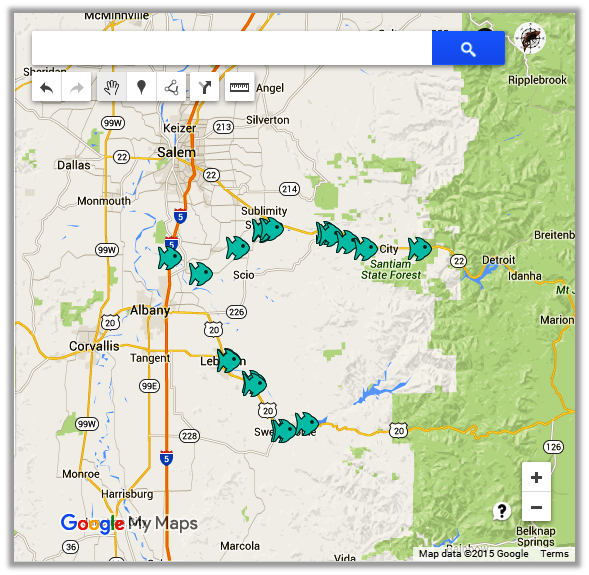 Santiam Rive Fishing Access Map - The Lunkers Guide